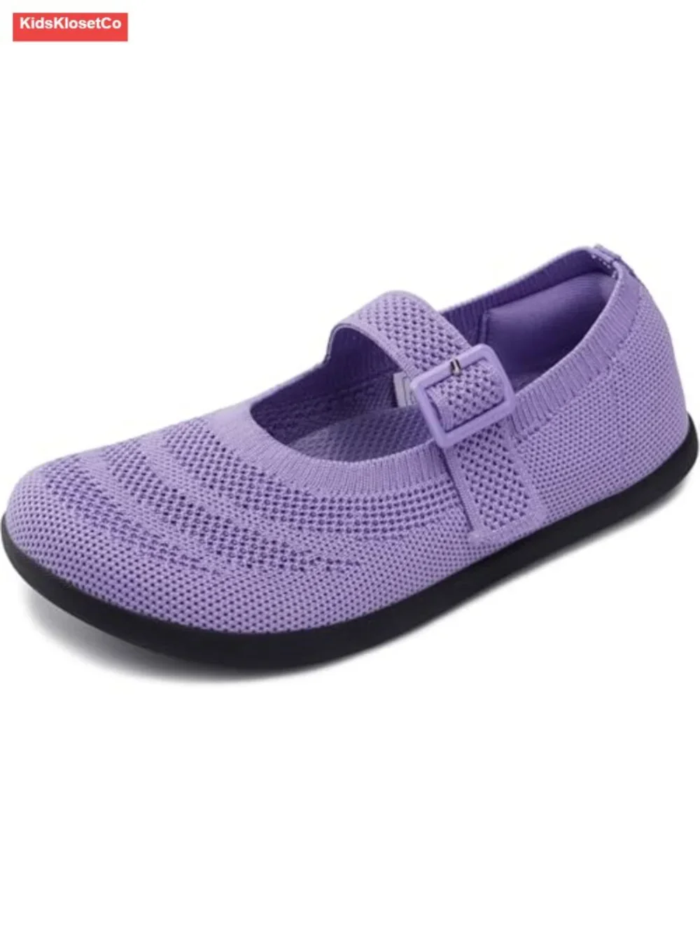 Girls Wide Toe Box Barefoot Mary Jane Flats Knit Rubber Sole School Uniform